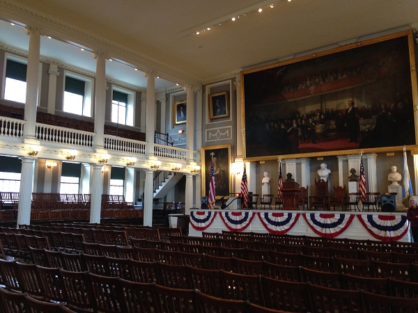 Inside Faneuil hall in Boston